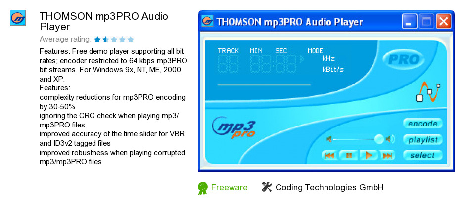 THOMSON mp3PRO Audio Player