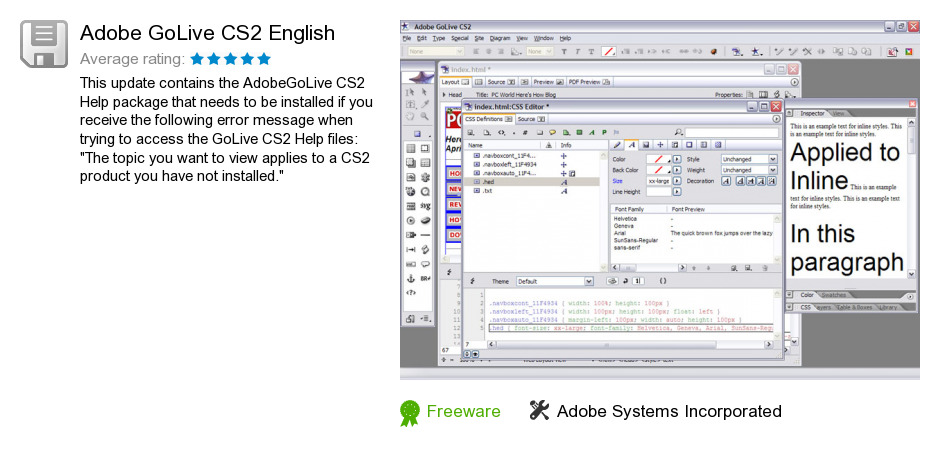 Adobe GoLive CS2 English