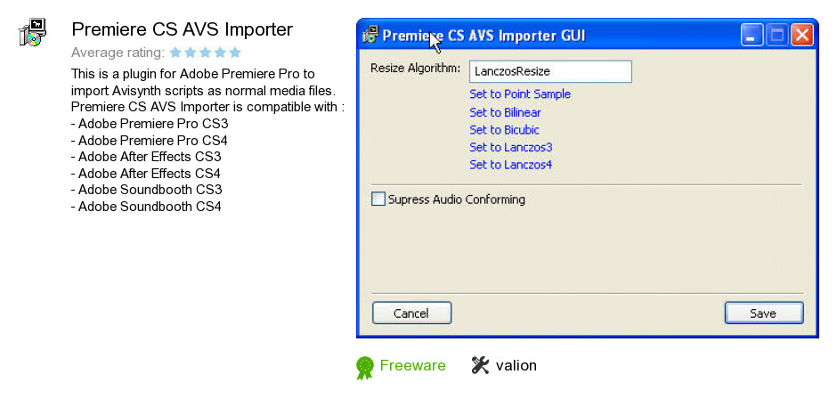 Premiere CS AVS Importer