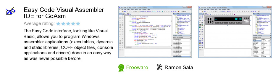 Easy Code Visual Assembler IDE for GoAsm