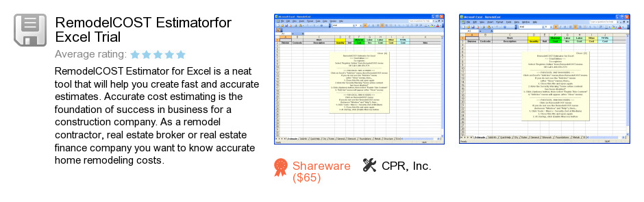 RemodelCOST Estimatorfor Excel Trial