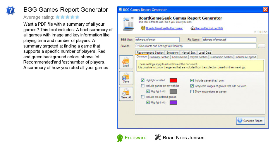 BGG Games Report Generator