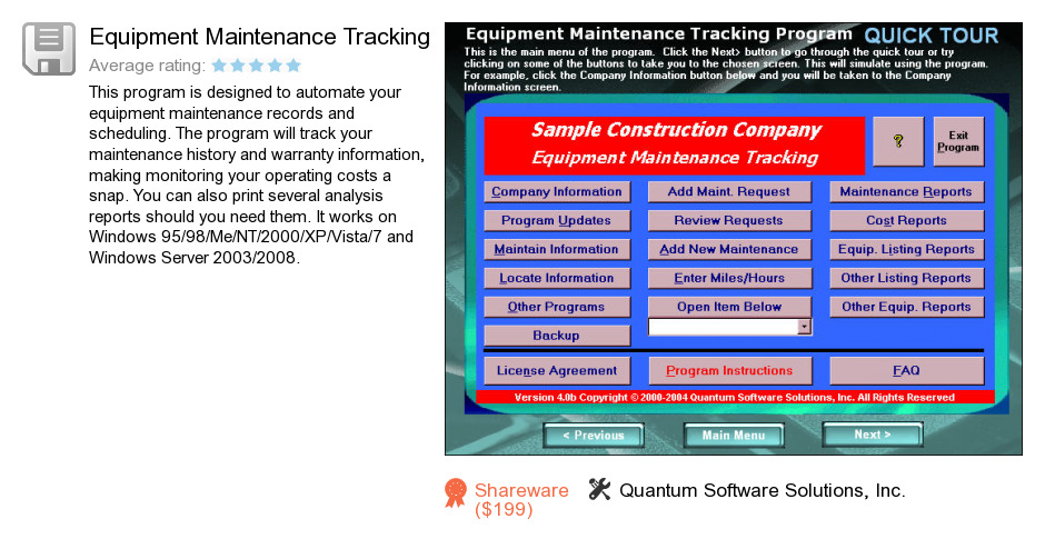 Equipment Maintenance Tracking