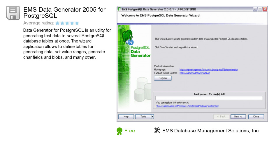 EMS Data Generator 2005 for PostgreSQL