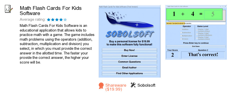 Math Flash Cards For Kids Software