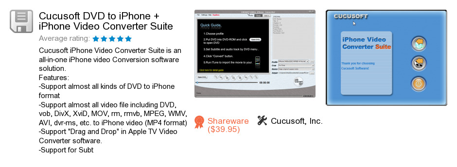 Cucusoft DVD to iPhone + iPhone Video Converter Suite
