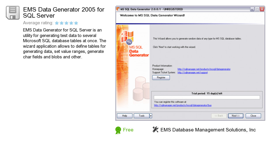 EMS Data Generator 2005 for SQL Server