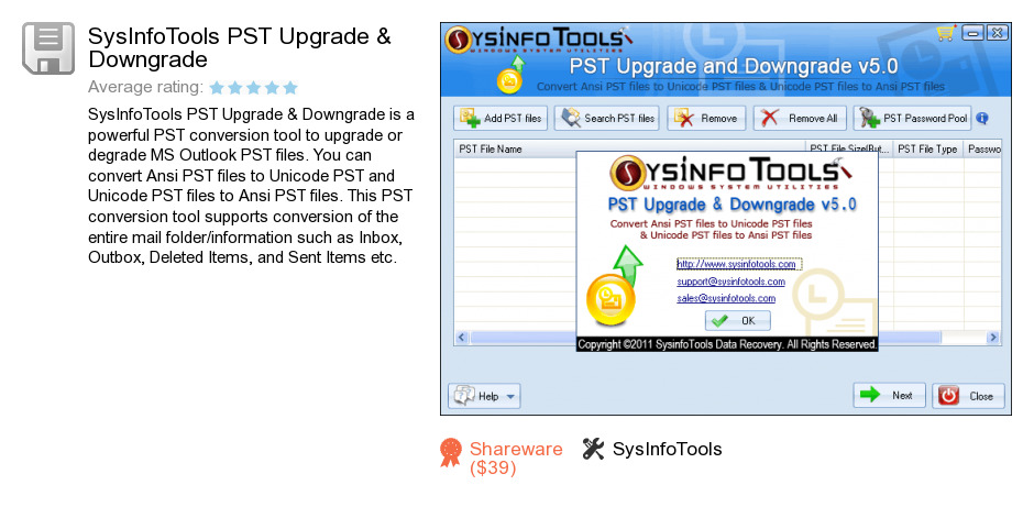 SysInfoTools PST Upgrade & Downgrade