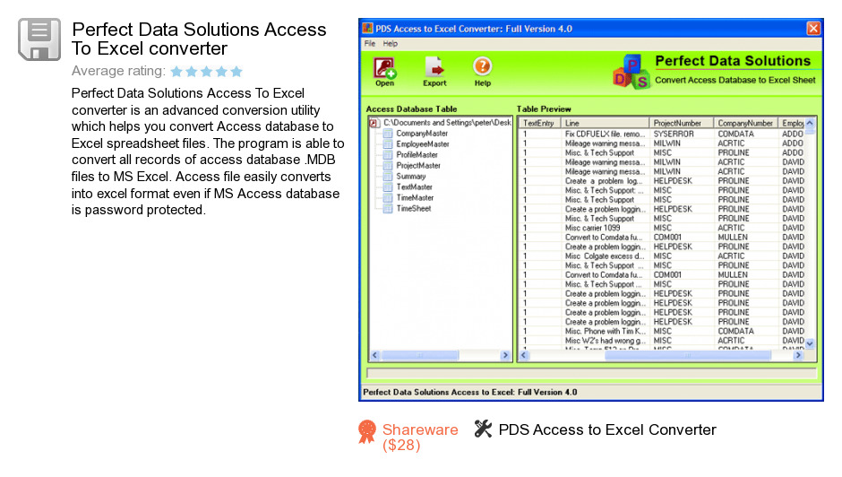 Perfect Data Solutions Access To Excel converter