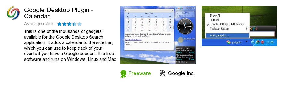 Google Desktop Plugin - Calendar