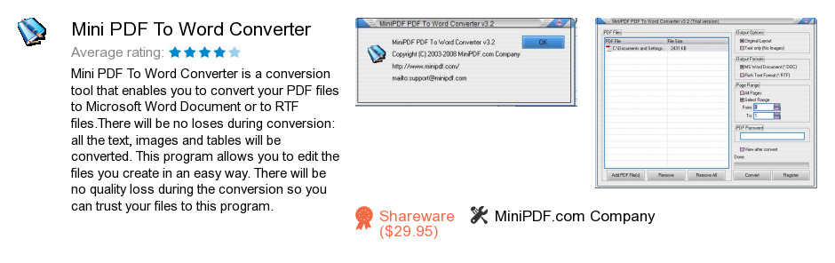 Mini PDF To Word Converter
