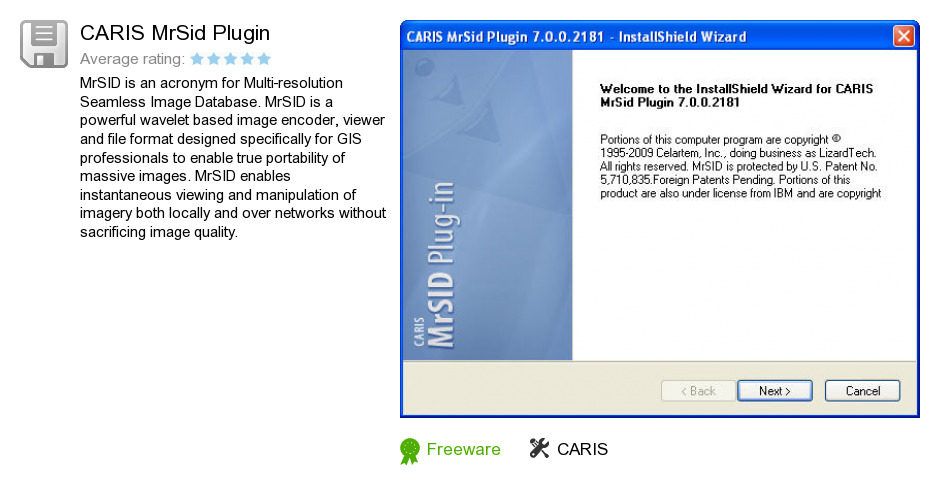 CARIS MrSid Plugin