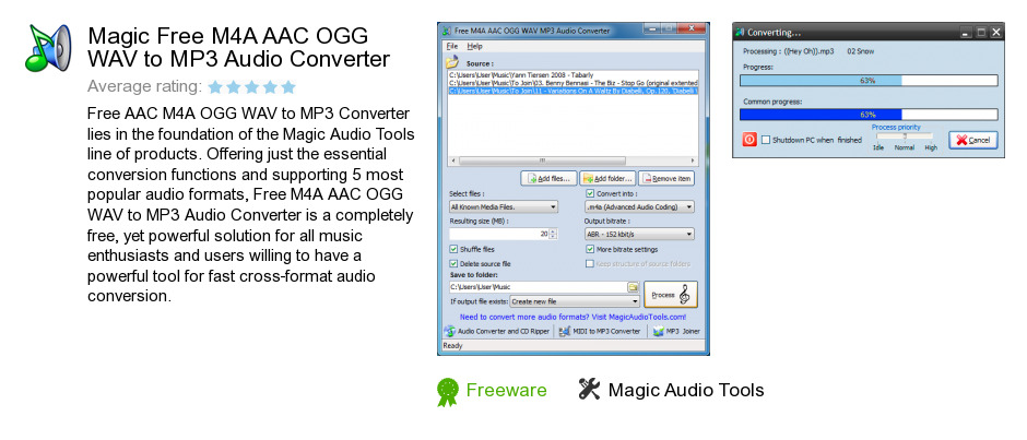 Magic Free M4A AAC OGG WAV to MP3 Audio Converter
