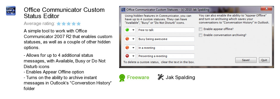 Office Communicator Custom Status Editor