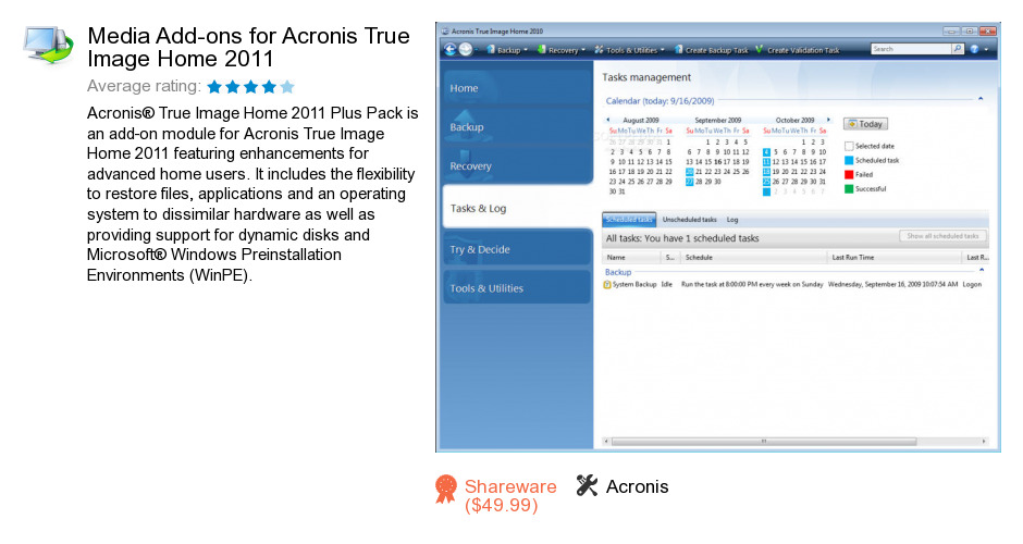 Media Add-ons for Acronis True Image Home 2011