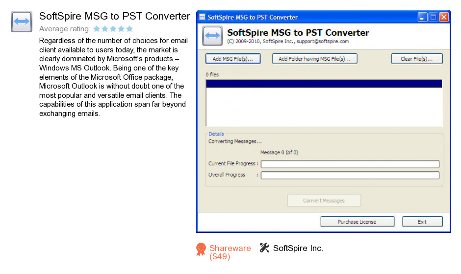 SoftSpire MSG to PST Converter