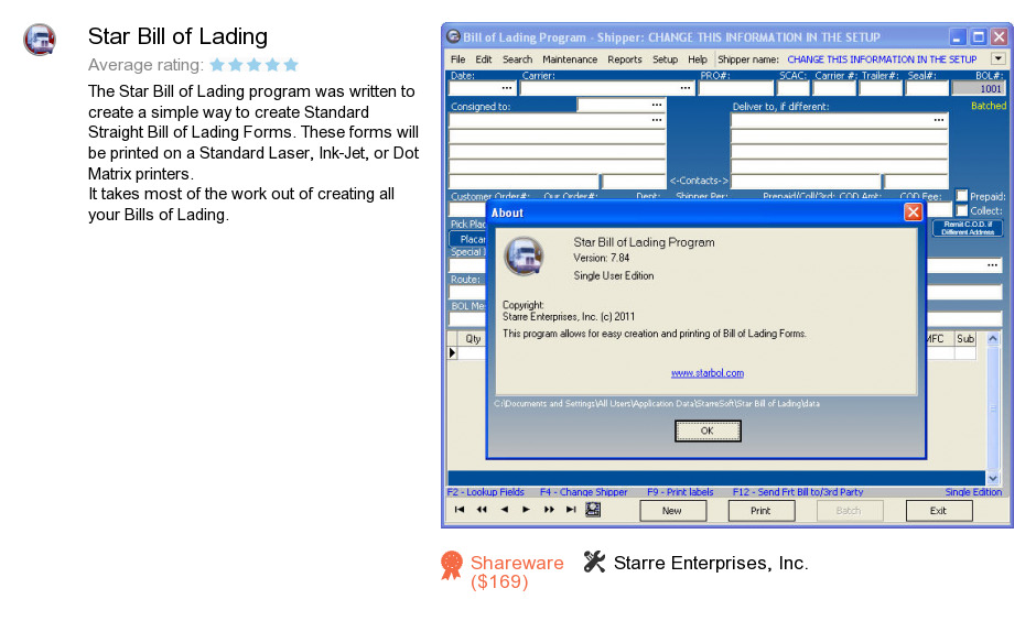 Star Bill of Lading