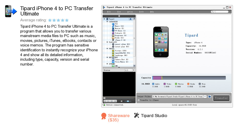 Tipard iPhone 4 to PC Transfer Ultimate