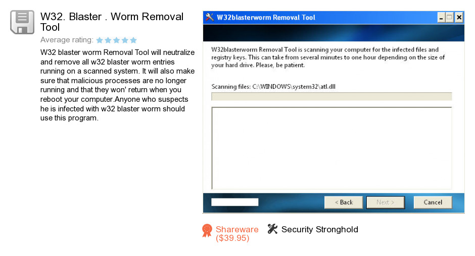 W32. Blaster . Worm Removal Tool