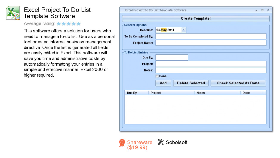 Excel Project To Do List Template Software
