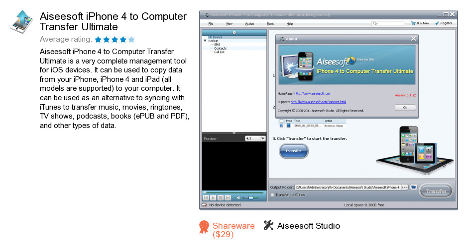 Aiseesoft iPhone 4 to Computer Transfer Ultimate