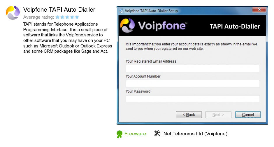Voipfone TAPI Auto Dialler