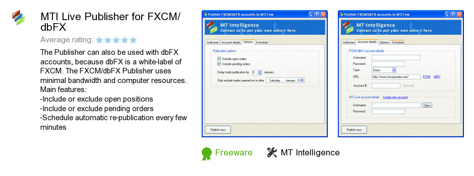 MTI Live Publisher for FXCM/dbFX