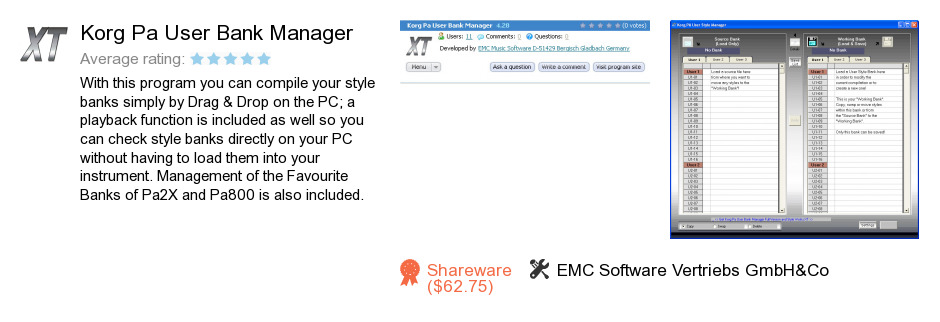Korg Pa User Bank Manager