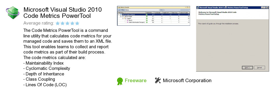 Microsoft Visual Studio 2010 Code Metrics PowerTool