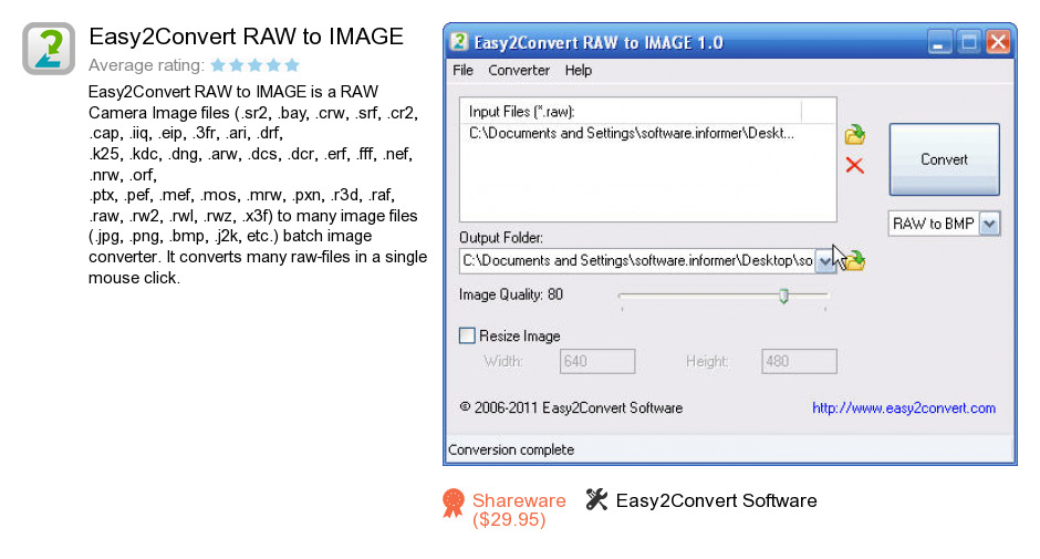 Easy2Convert RAW to IMAGE