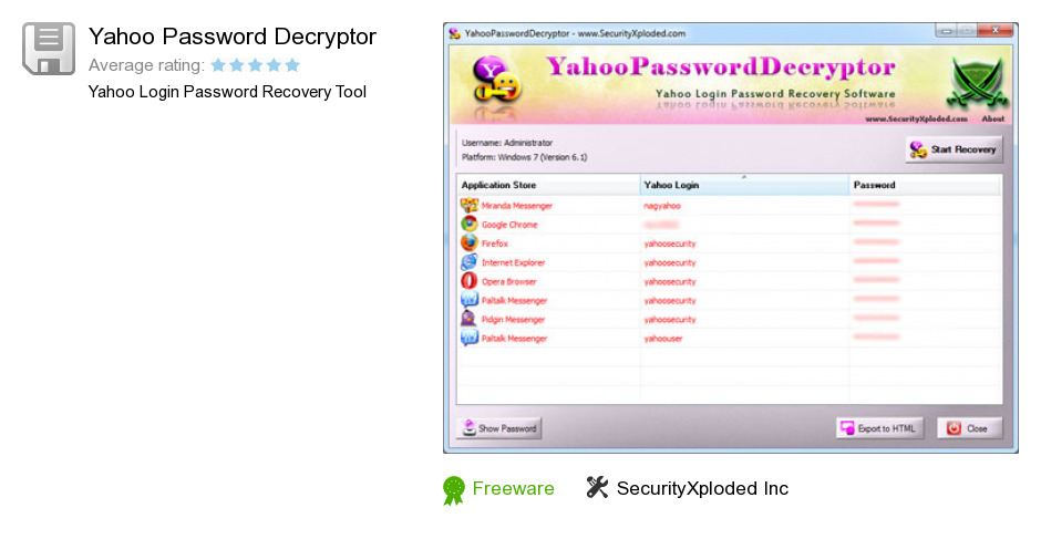 Yahoo Password Decryptor
