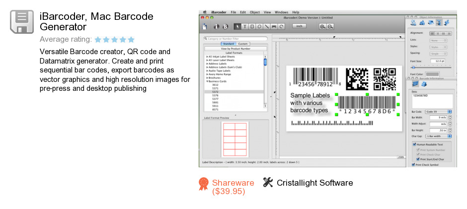 IBarcoder, Mac Barcode Generator