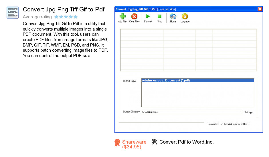 Convert Jpg Png Tiff Gif to Pdf