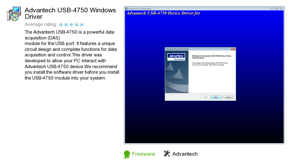Advantech USB-4750 Windows Driver