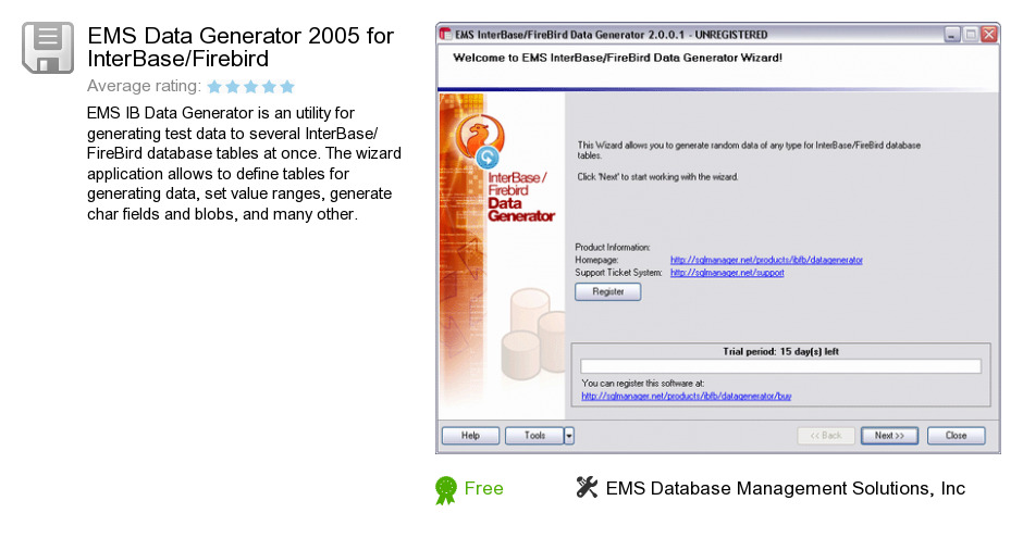 EMS Data Generator 2005 for InterBase/Firebird