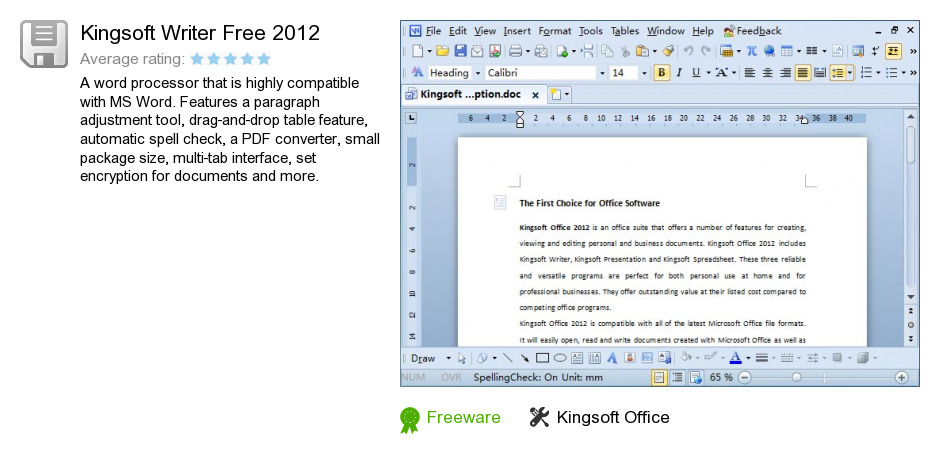 Kingsoft Writer Free 2012