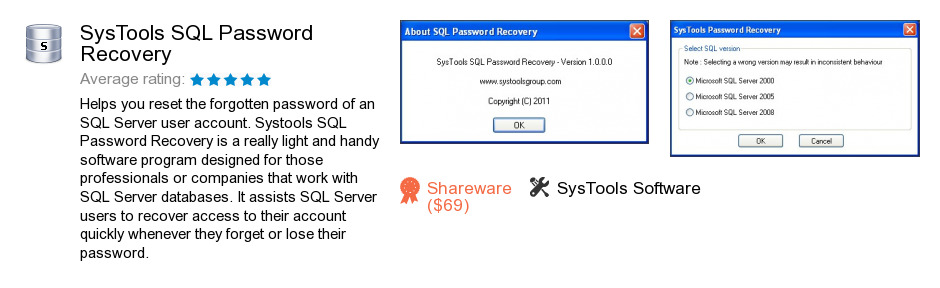 SysTools SQL Password Recovery