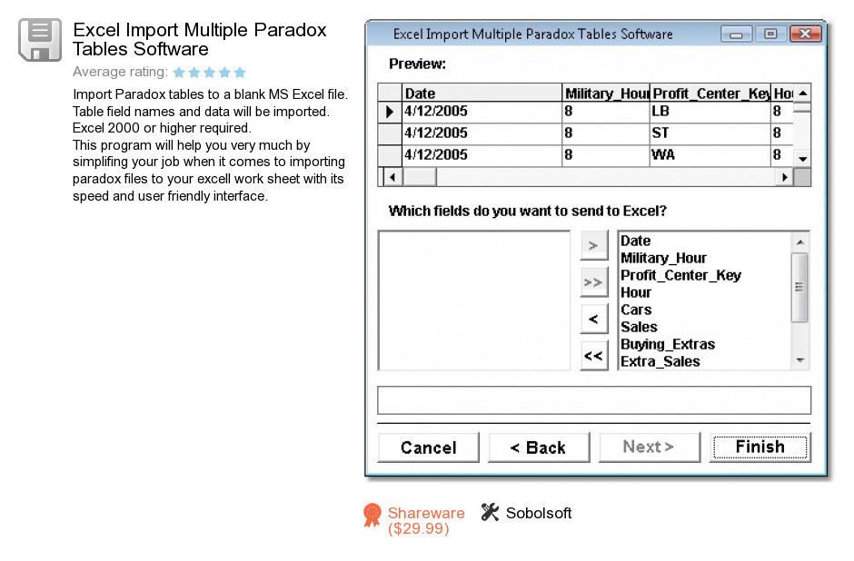 Excel Import Multiple Paradox Tables Software