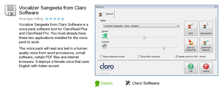 Vocalizer Sangeeta from Claro Software