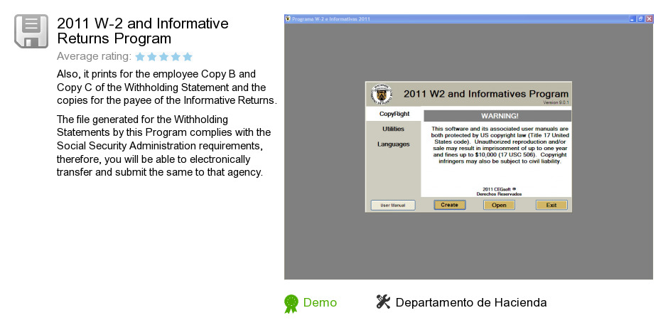 2011 W-2 and Informative Returns Program