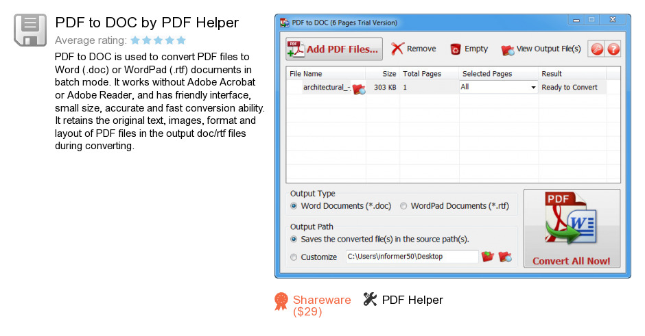 PDF to DOC by PDF Helper