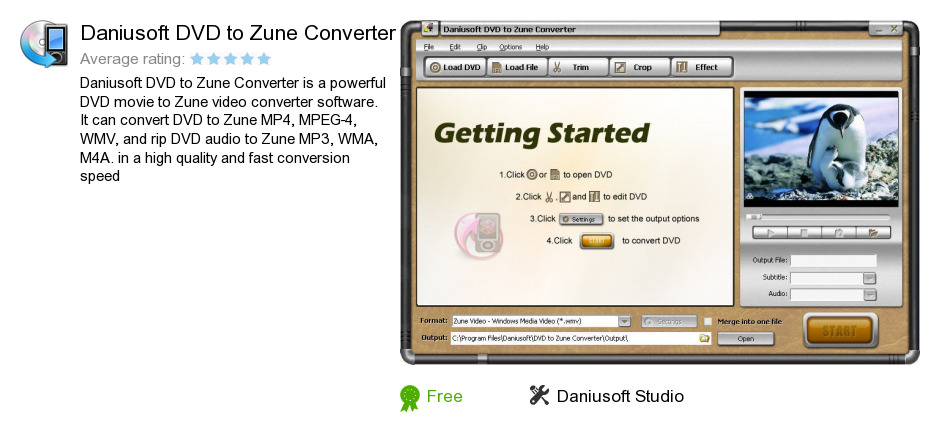 Daniusoft DVD to Zune Converter