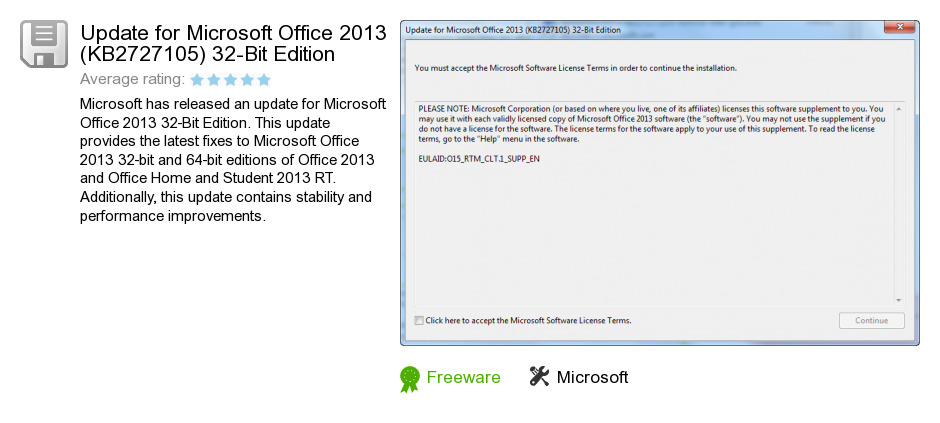 Update for Microsoft Office 2013 (KB2727105) 32-Bit Edition