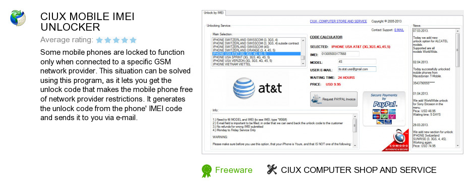CIUX MOBILE IMEI UNLOCKER
