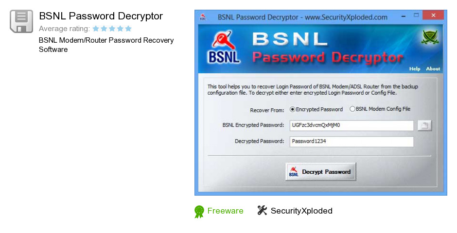 BSNL Password Decryptor