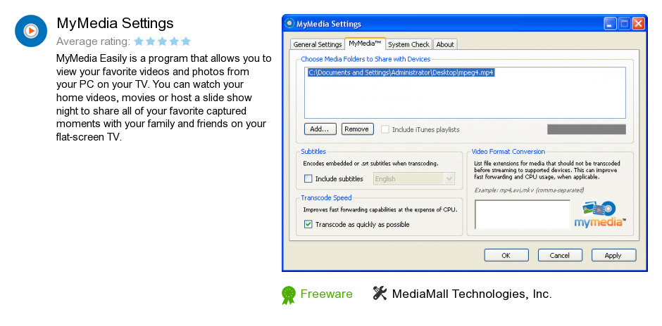 MyMedia Settings