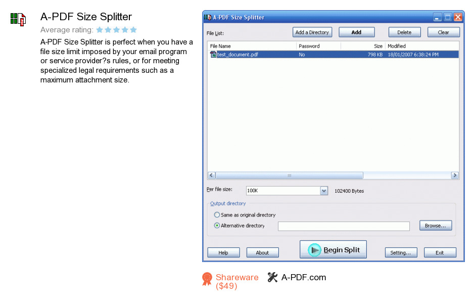 A-PDF Size Splitter