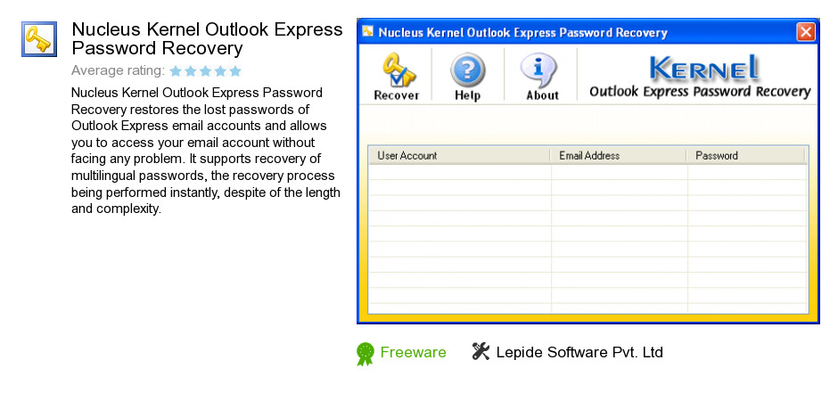 Free Outlook Express Password Recovery.