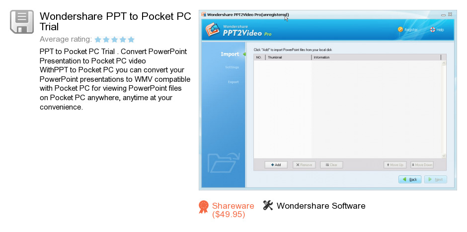 Wondershare PPT to Pocket PC Trial