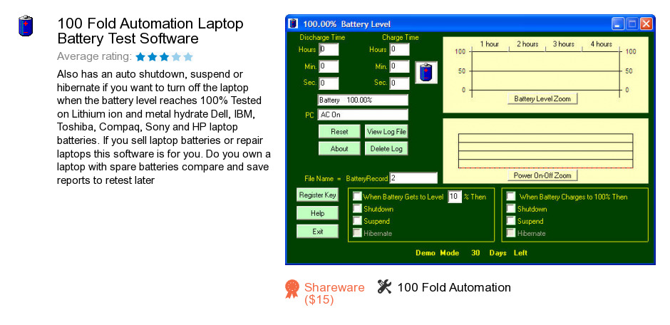 100 Fold Automation Laptop Battery Test Software